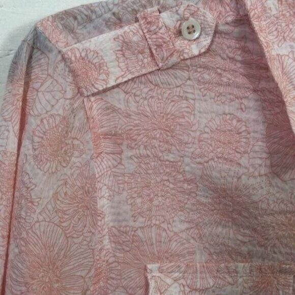 Floral Print Button Down Shirt 3/4 Sleeve Career Casual Blouse - Picture 6 of 14